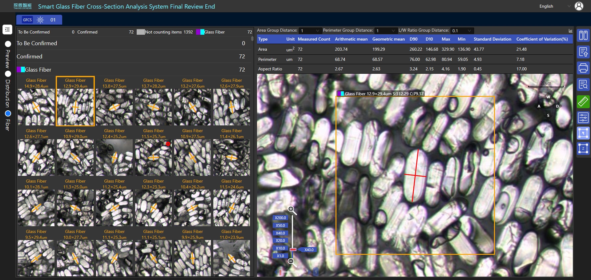 Smart Glass Fiber Cross-Section Analyser